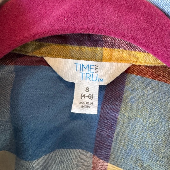 Time and Tru Multicolor Plaid Shirt - Blue, Yellow, Burgundy - Picture 2 of 5